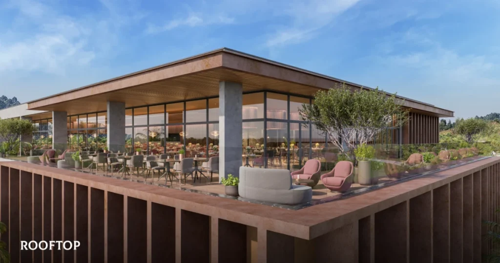 Imagem 3D do projeto do Rooftop da Galacticos House