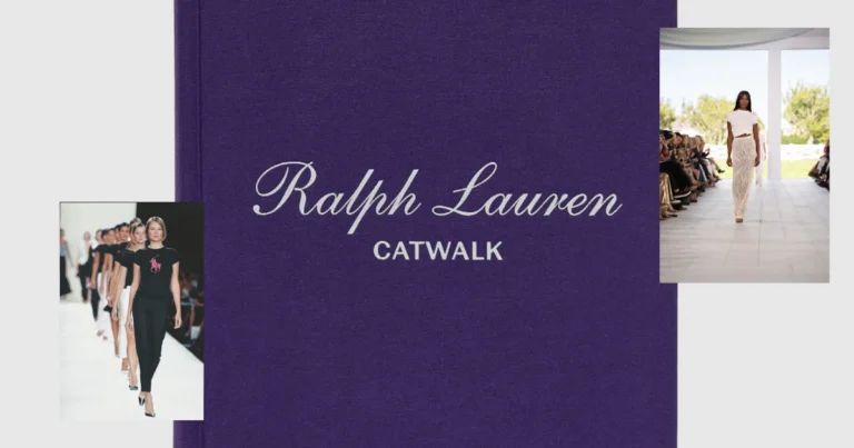 "Catwalk Book" da Ralph Lauren com capa roxa e logo da Ralph Lauren escrito