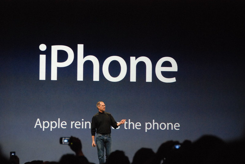 Picture of Steve Jobs during the Macworld Expo 2007